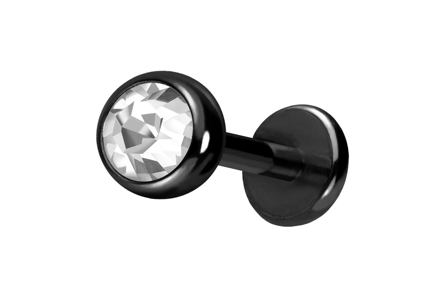 Titan Labret Piercing mit Push Fit KRISTALL